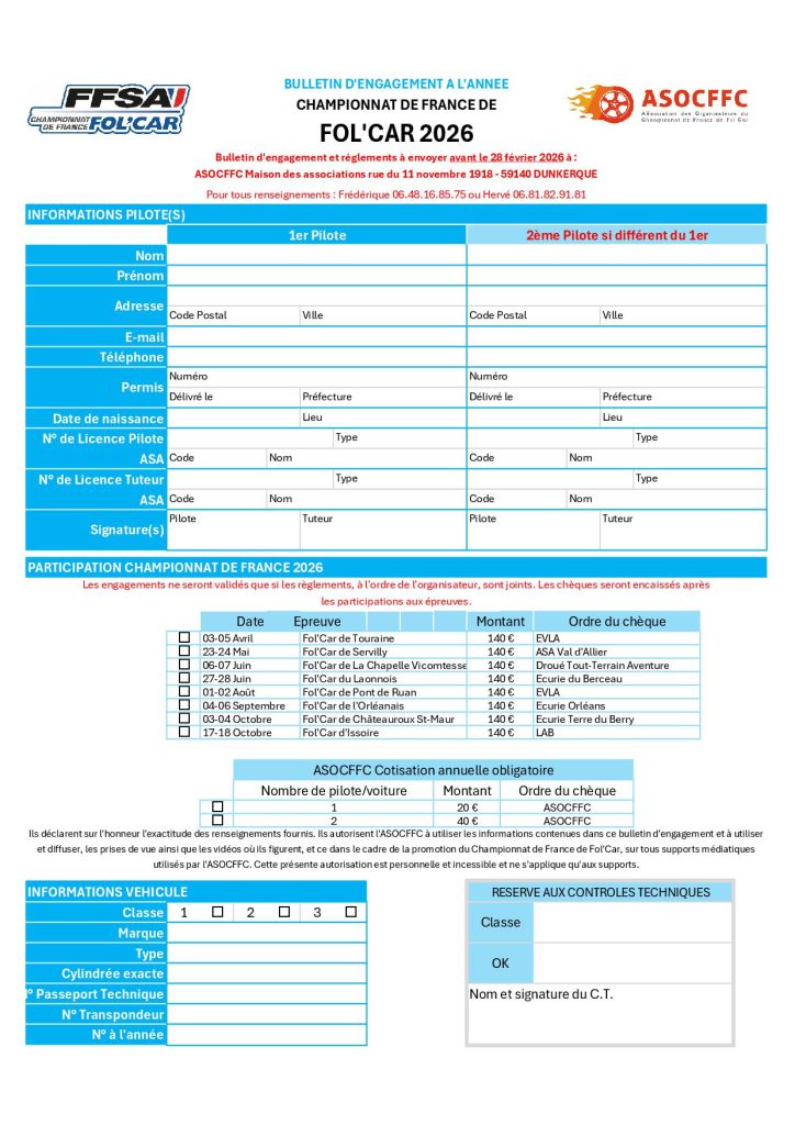 Bulletin à l'année 2026